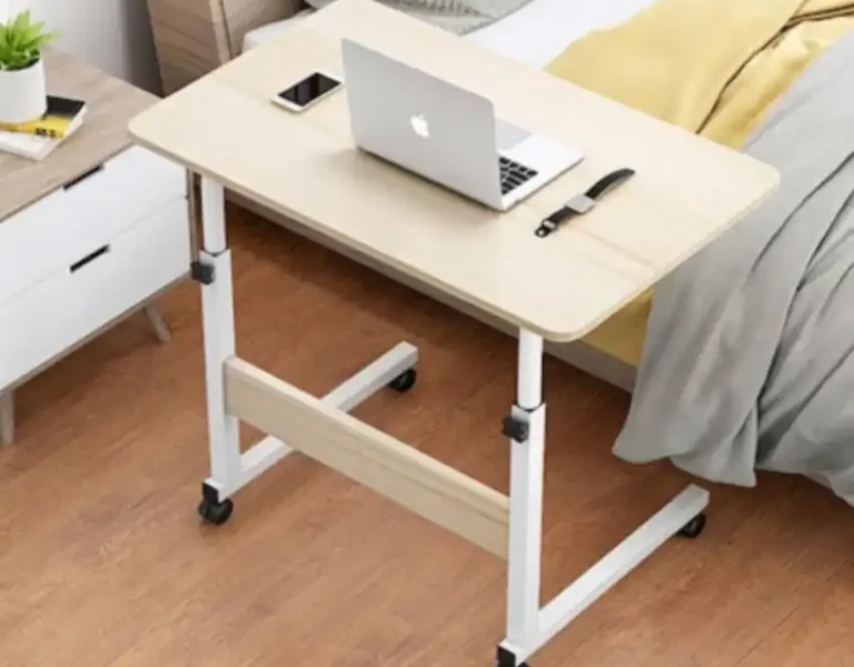 Table d'appoint réglable et mobile avec roulettes - Bois et Métal