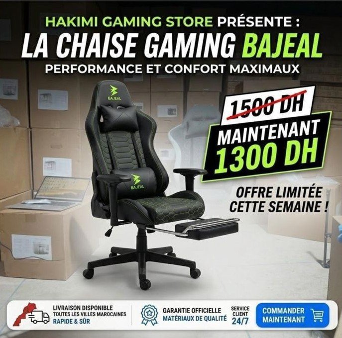 Chaise bureau gaming RGB bajeal